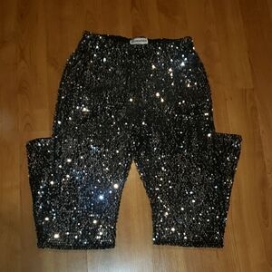 No Boundaries Black Sequin Flare Pants